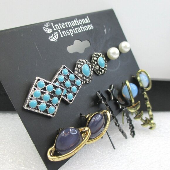 International Inspirations Earrings Set of 6 Celestial Western Southwestern - Picture 5 of 6